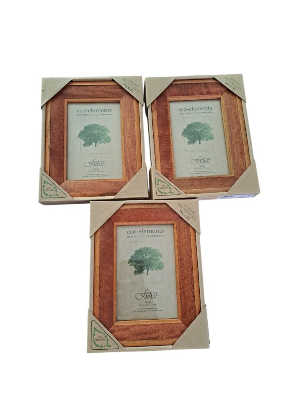 Fetco Wooden Picture Frames in Natural Brown (Set of 3)